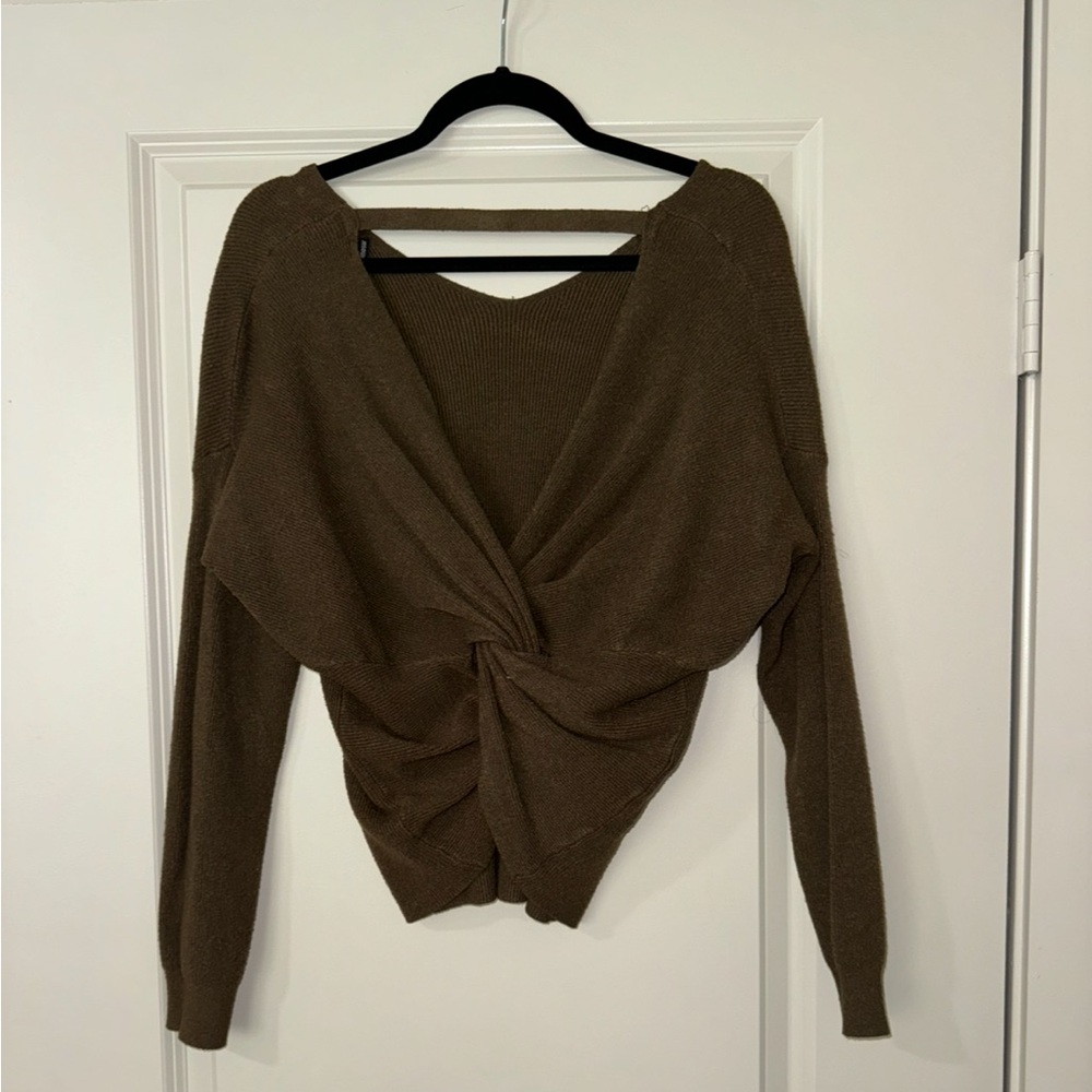 Windsor Green V-Neck Sweater Knit Pullover - Picture 2 of 3